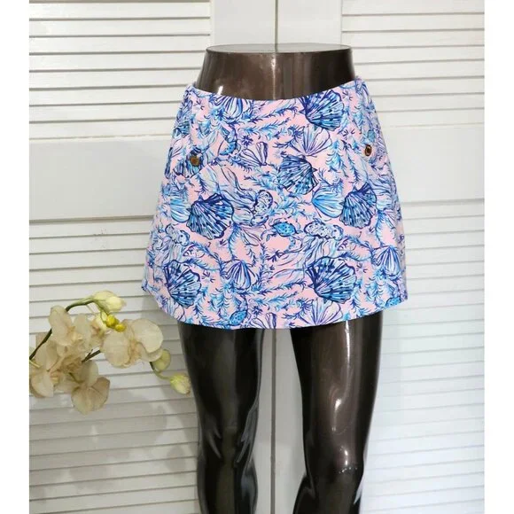 Lilly Pulitzer Women's Madison Blue & Pink Floral Skort Size S 079 - Picture 3 of 16